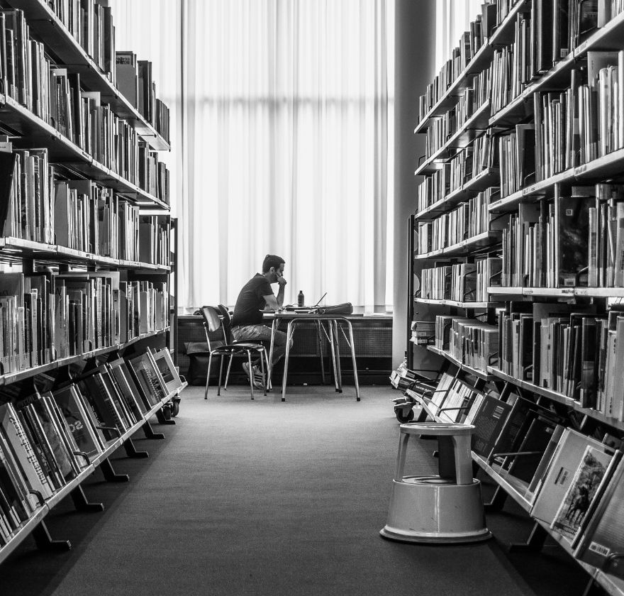 Psychosocial hazard kit for education and training — student studying alone in a library