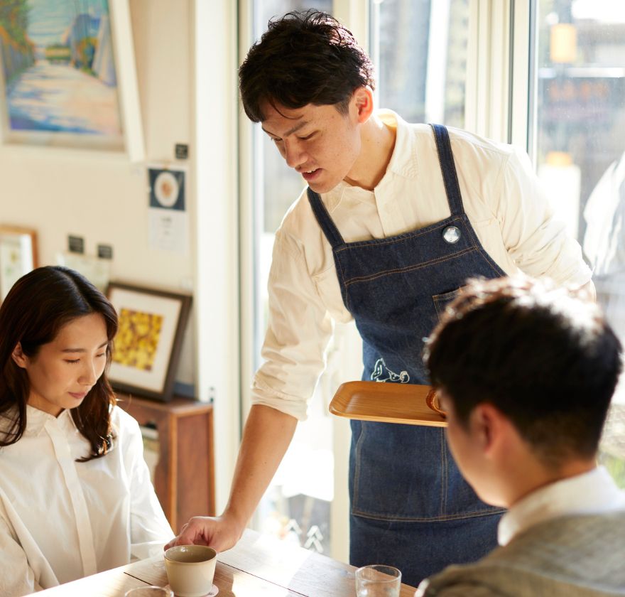 Psychosocial hazard kit for hospitality — cafe staff serving customers during service